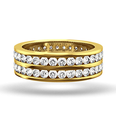 Mens 2ct H/Si Diamond 18K Gold Full Band Ring